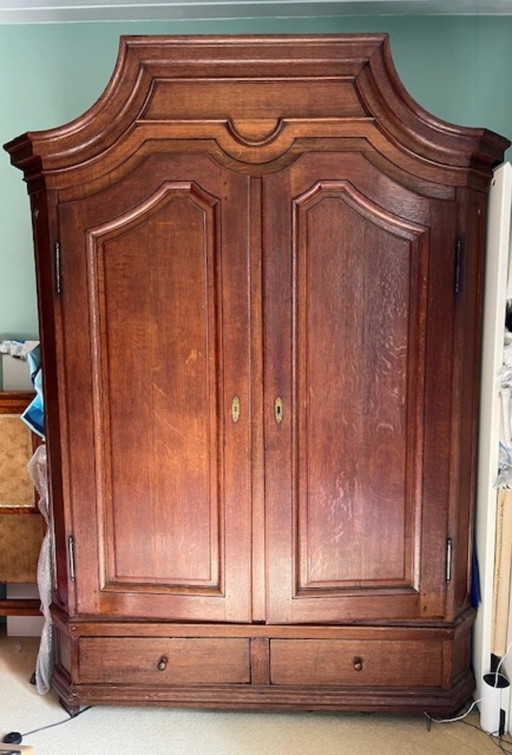 Antiker Eichenholz Kleiderschrank mit Hänge-/Regalfächern