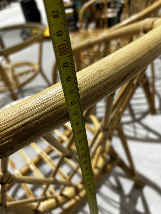 Rotan set – Vintage, Zithoek, Glass, Rattan (photo 12 of 12)