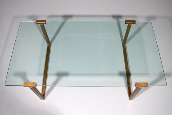 Image 1 of Table de salon en verre et laiton par Peter Ghyczy Modèle T54 1970