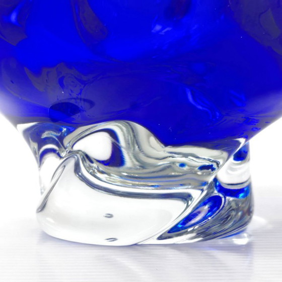 Image 1 of SUPERB VINTAGE 1960s MURANO BLUE GLASS ASHTRAY