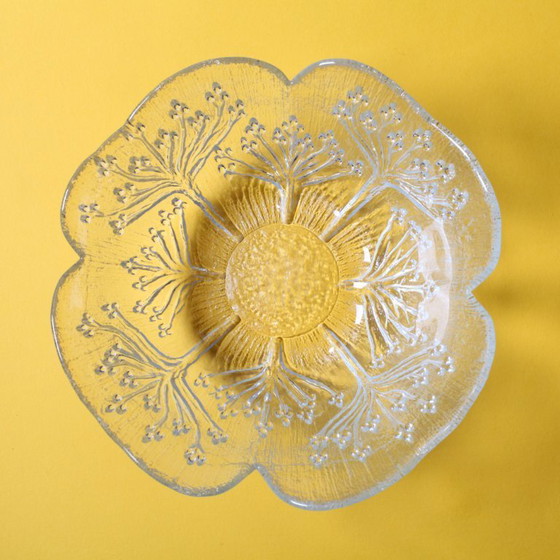 Image 1 of Ciotola Mid-Century in vetro trasparente/Prezzemolo di mucca Design di Pertti Kallioinen/Finlandia/Anni '70