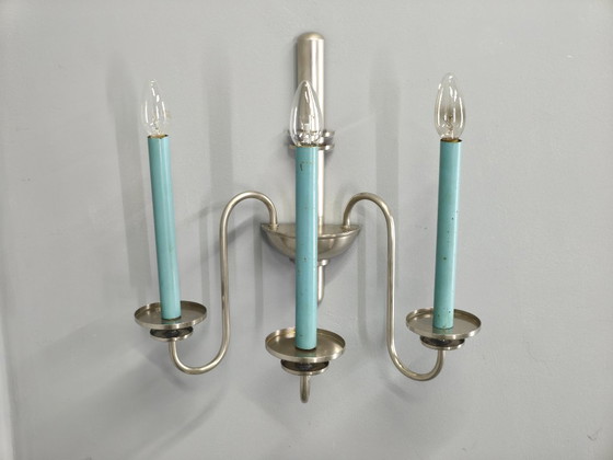 Image 1 of Art Deco Chandelier with Matching Sconces, Czechoslovakia 1930s