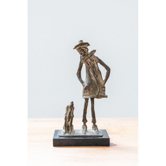 Image 1 of Statue en bronze vintage avec chien par Sella Casia, 1970