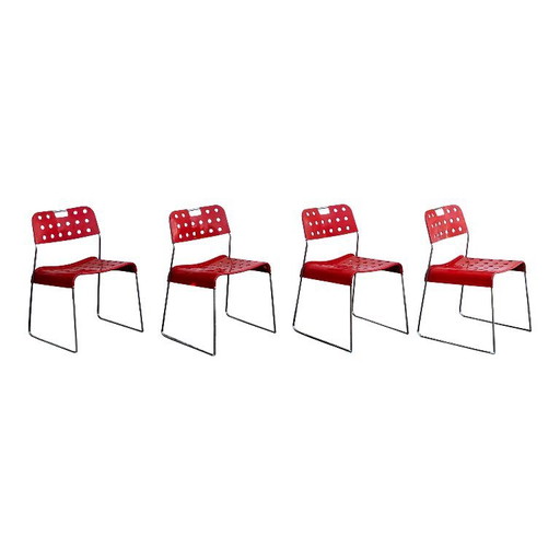 4x Omstak stapelbare stoelen van Rodney Kinsmann voor Bieffeplast, Italië, 1971