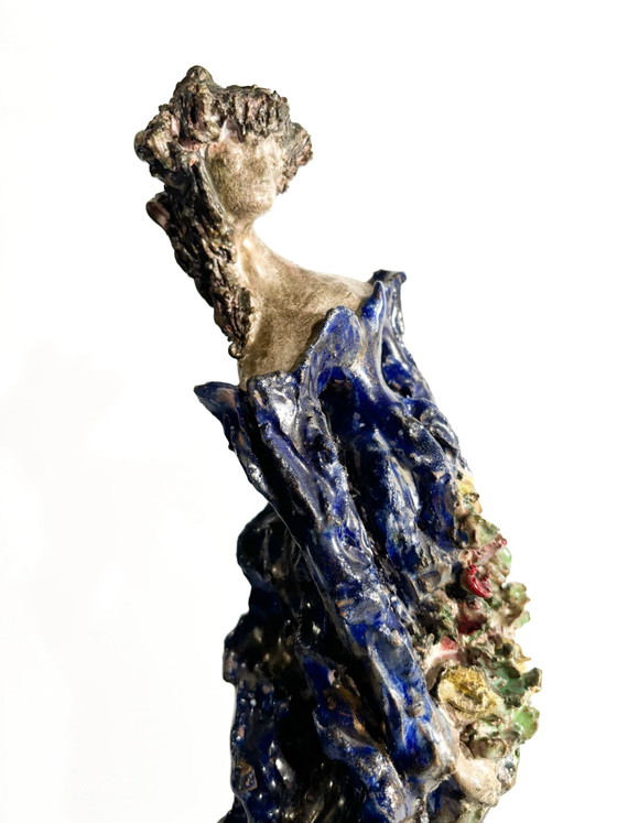 1930s French-Inspired Glazed Terracotta Lady Sculpture (photo 8 of 14)
