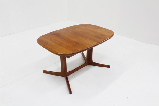 Vintage Danish oval extendable dining table solid teak 1960s