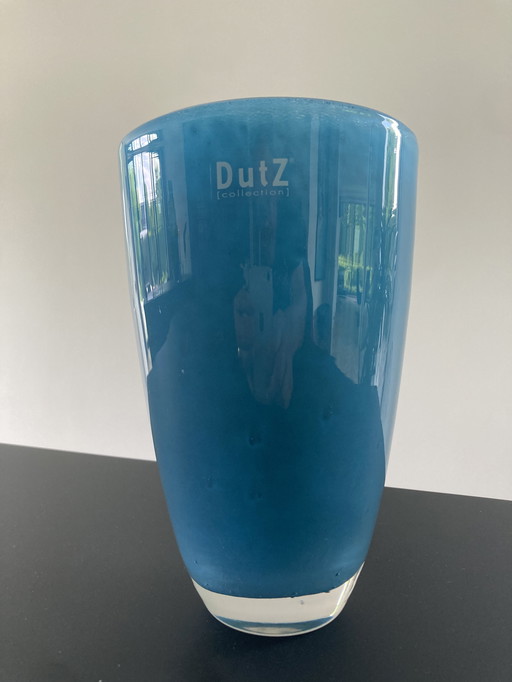 Aquamarinblaue Vase, Marke Dutz, 20 cm hoch