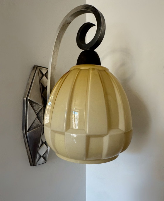 Applique Art Déco bronzo argentato Peuch & Besse – Vetro (photo 3 of 15)