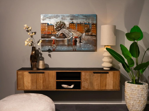 Arte en metal 3D - Puente de madera