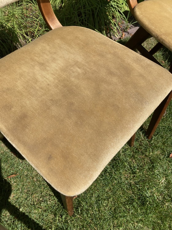 Set di 4 sedie vintage anni '60 – Louis van Teeffelen, Sedie da pranzo, Wood, Velvet (photo 7 of 13)