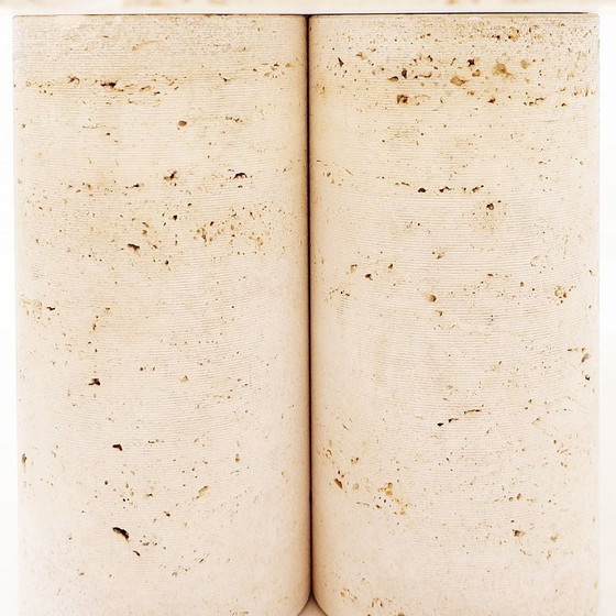 Image 1 of Quadratischer Couchtisch aus Travertin, entworfen von Mario Bellini für Cassina, um 1975