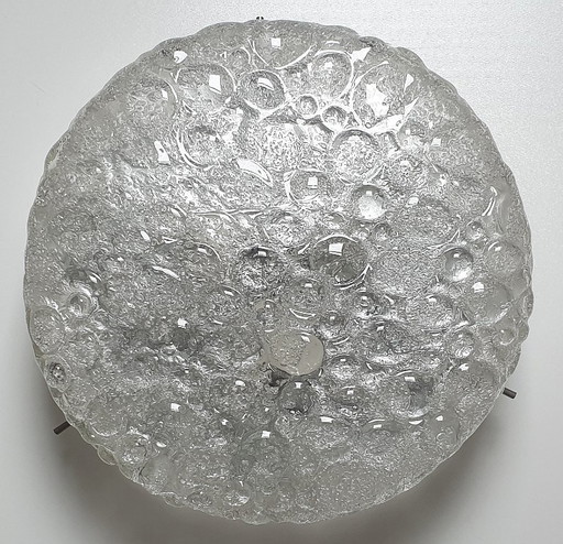 Lámpara de techo Hillebrand Murano Ice Glass de la década de 1970. – plafondlampen, Chrome