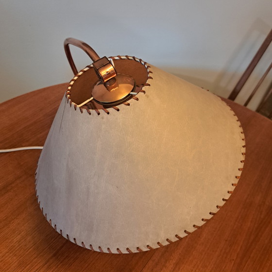 TEMDE Vintage Table Lamp Teak Wood Mid-Century 60s / 70s Adjustable Shade Design Object – Leather, Brass (photo 6 of 9)