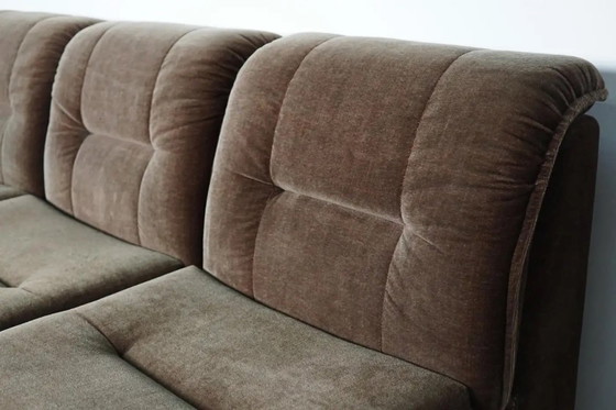Image 1 of Vintage velvet brown/green modular sofa, 3 elements