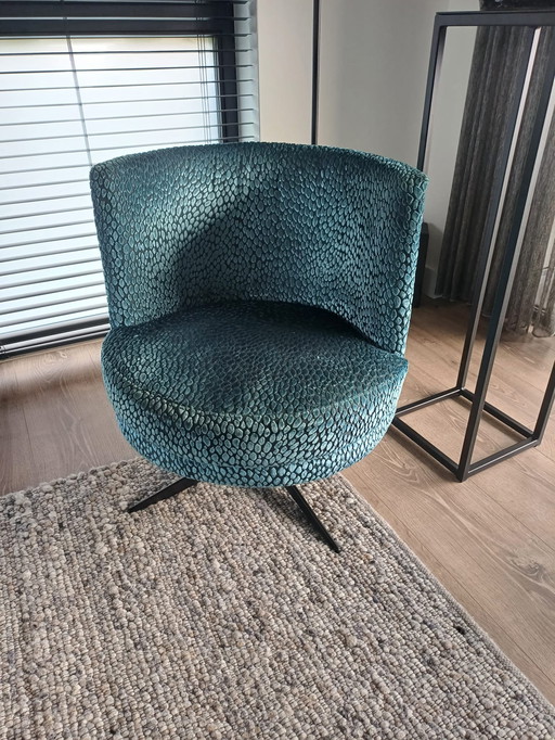 Armchair swivel , color Petrol / Claudi fabric