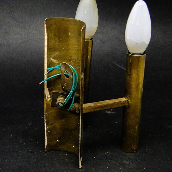 Zweiarmige Wandleuchte aus Metall, 1970er Jahre – Wandleuchten, Brass (photo 2 of 7)
