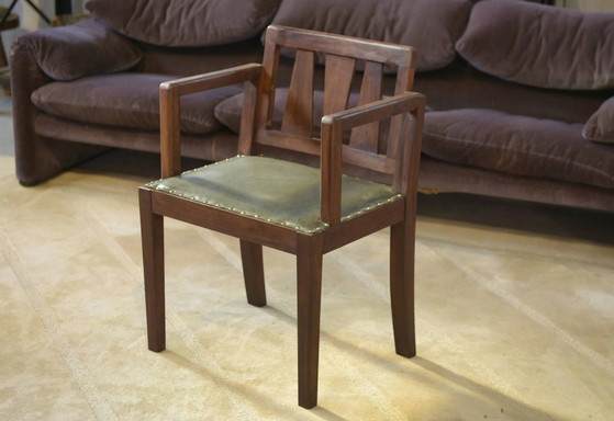 Arts & Crafts Sessel 1940er Jahre – Leder, Holz, Vintage (photo 12 of 12)