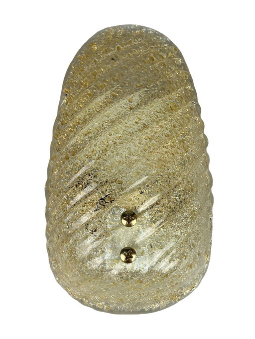 60s 70s Lamp Light Wall Lamp Glass Brass Leaf Space Age Design