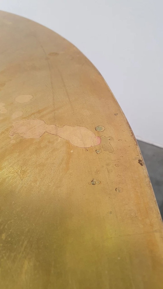 Image 1 of Large brass design table oval modular - raw steel wabi sabi