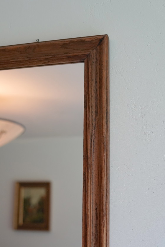 Vintage wall mirror with wooden frame, 103 × 39.5 cm, Glass, Brown (photo 5 of 5)
