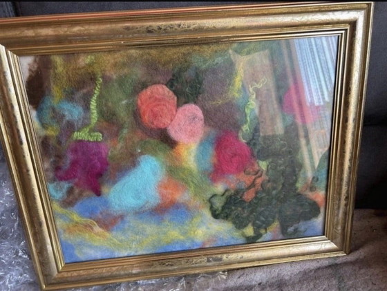 Filzkunst Gemälde 50x40, Gemälde & Zeichnungen, Holz, Baumwolle, Gold (Foto 2 von 5)