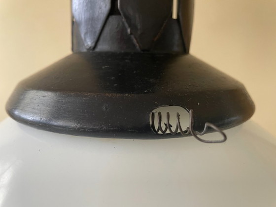 Lamp Pendant lamp Art Deco Bauhaus Opaline French – Glass, Iron (photo 7 of 11)
