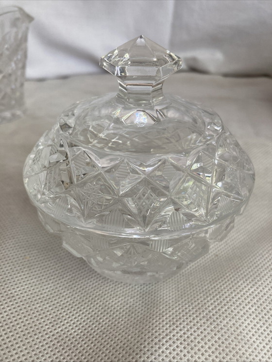 Image 1 of Crystal sugar tray and milk jug set