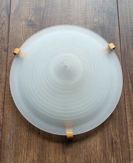 Vintage Ikea ceiling lamp opaline white glass 1990s.