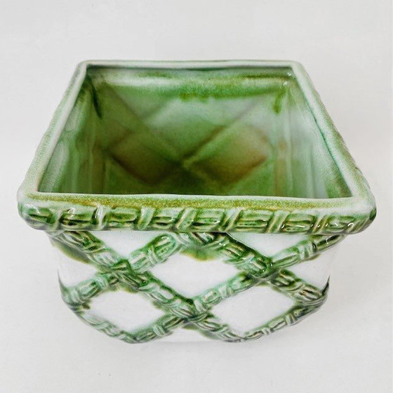 Image 1 of Maceta a cuadros verdes y blancos de Carstens Tönnieshof, década de 1960, Alemania Occidental