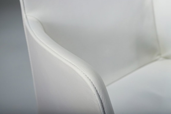 Image 1 of Gio Esszimmerstühle aus ecrufarbenem Leder von Walter Knoll, Deutschland, 2000er Jahre, 8er-Set
