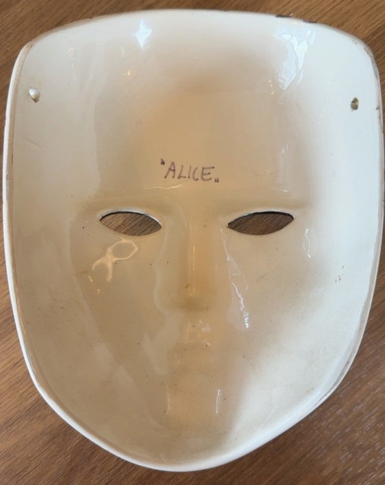 Vintage Ceramic Wall Mask “Alice” Hand-Painted – Wall decoration (photo 3 of 6)
