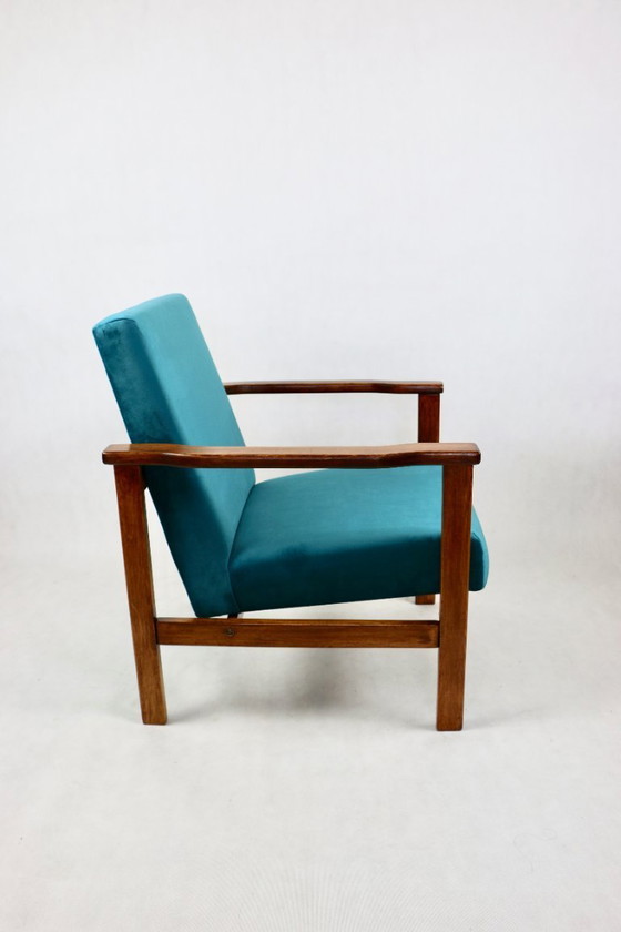 Image 1 of Fauteuil Vos in Blauw Turquoise, 1970