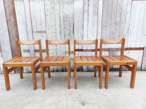 Image 1 of Minimalistische Holzstühle, 1970er Jahre, Satz von 4