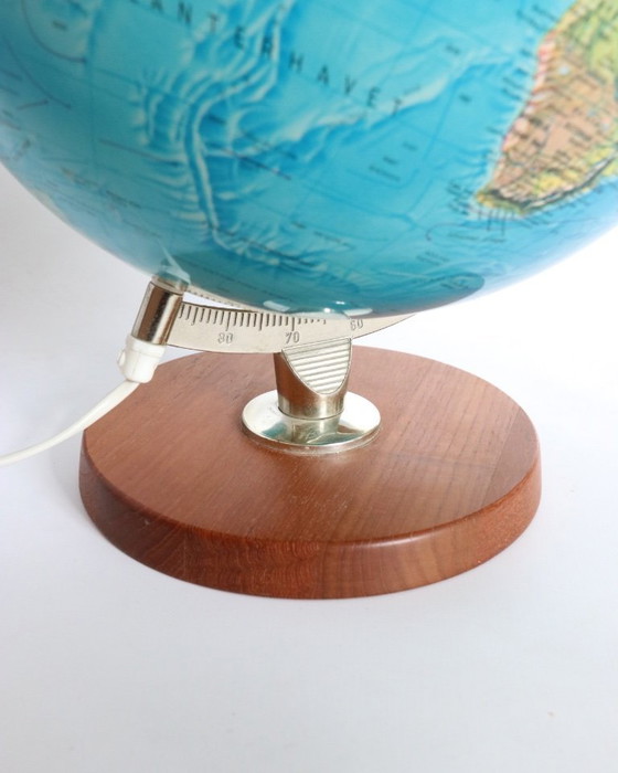 Image 1 of Vintage illuminated globe lamp Scan-globe wooden base