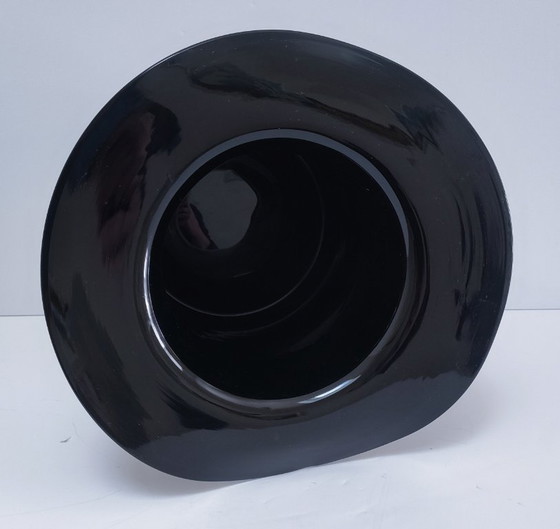 Image 1 of Champagnekoeler van zwart Murano-glas in de vorm van een hoed