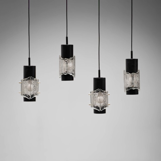 ‘Ice’ glazen hanglamp, Scandinavisch, jaren 60, set van 4 – Hanglampen, Glass (photo 3 of 10)