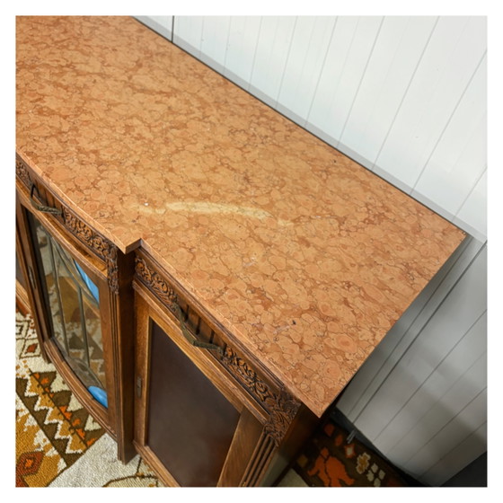 Prachtig Antiek Art Deco Dressoir Kast Marmer – Opbergkast, Wood (photo 8 of 8)