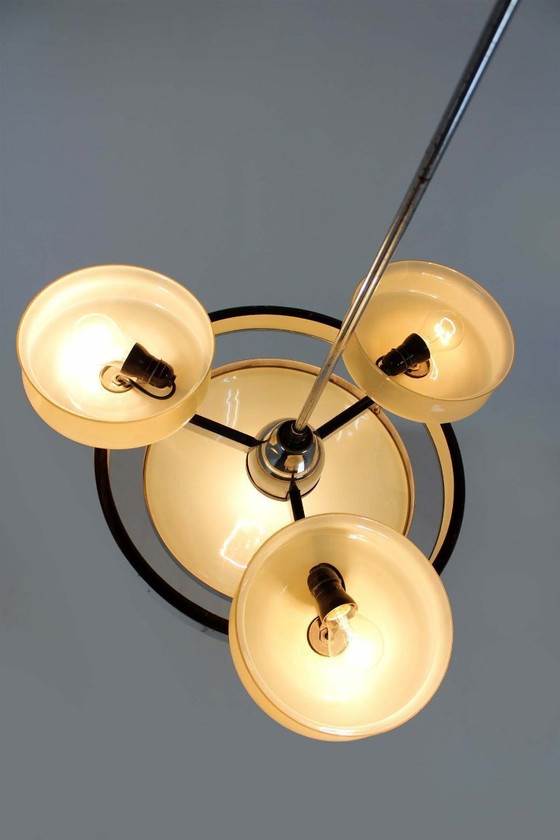 Image 1 of Bauhaus Chrome Chandelier from Zukov, 1940s