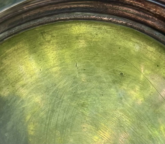 Image 1 of Antiguo juego de peltre con cuenco y jarra, finamente grabado, alrededor del siglo XIX.