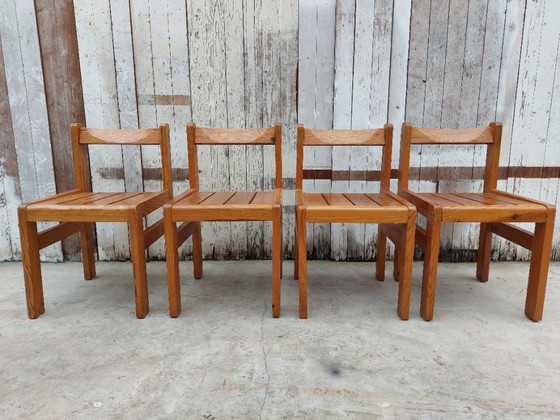 Image 1 of Minimalistische Holzstühle, 1970er Jahre, Satz von 4