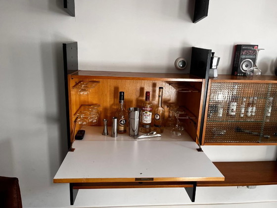 Image 1 of Sistema a parete vintage scandinavo con bar - design anni '60