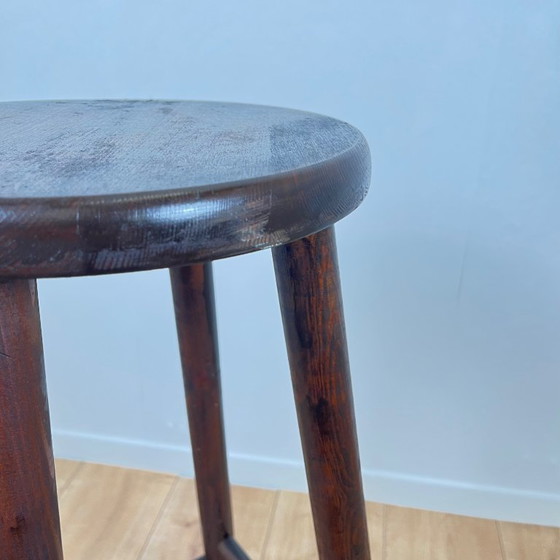 Image 1 of Brutalist Bar Stool in Stained Oak 