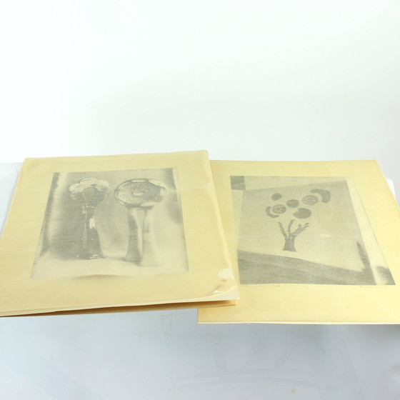 Image 1 of Set van 2 vintage foto's van keramisch kunstwerk door Ditta Abrahámová, Tsjecho-Slowakije 1980