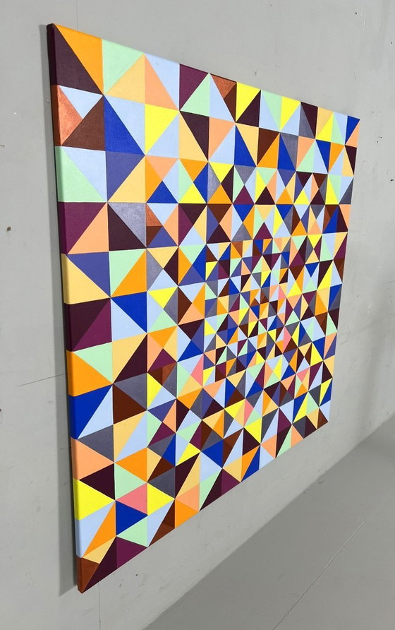 Image 1 of Lena László, acrylique sur toile, 'Exactly 299 triangles