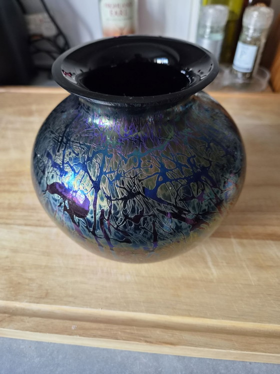 Vaso globo in vetro da studio iridescente vintage Royal Brierley. – Vasi (photo 2 of 8)