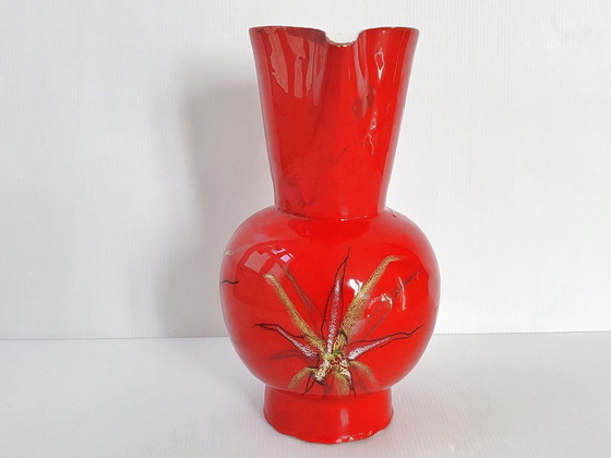 Image 1 of IMPORTANT VINTAGE 1950s RED CERAMIC PITCHER FROM VALLAURIS BY ANDRE BAUD 50S 1950S