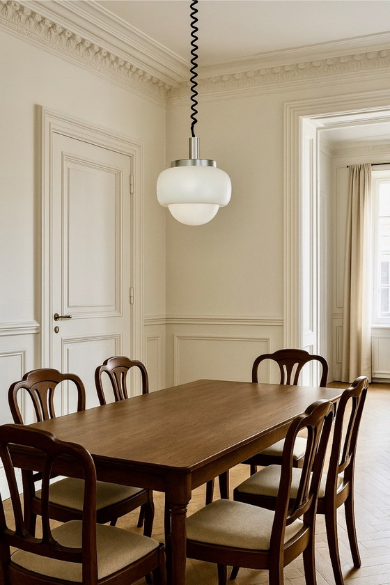 Peill & Putzler Aluminum and Opal Glass Bubble Pendant, Germany, 1960s, Pendant lamps, Aluminium, Black (photo 8 of 10)