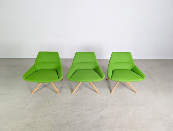 Image 1 of Set of 3 Inclass armchairs Pillet Dunas XL green office lounge chair