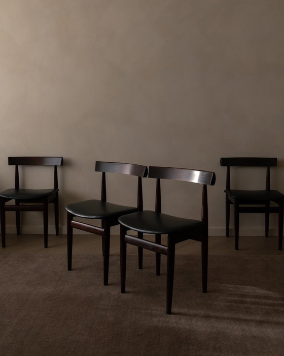 Image 1 of Set van 4 vintage Hans Olsen "Roundette" eetkamerstoelen voor Frem Røjle · Model 631 / 630 serie