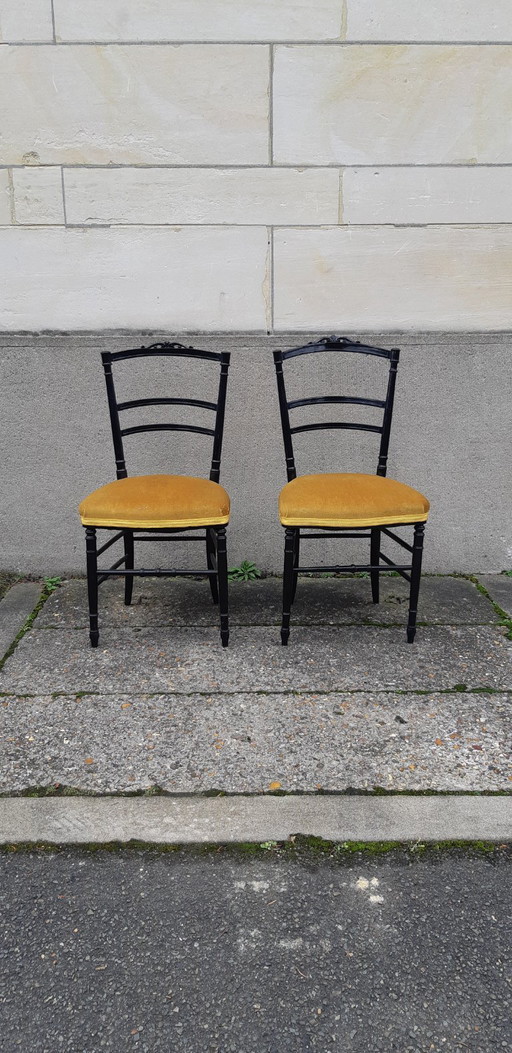 Coppia di sedie Napoleone III in legno annerito